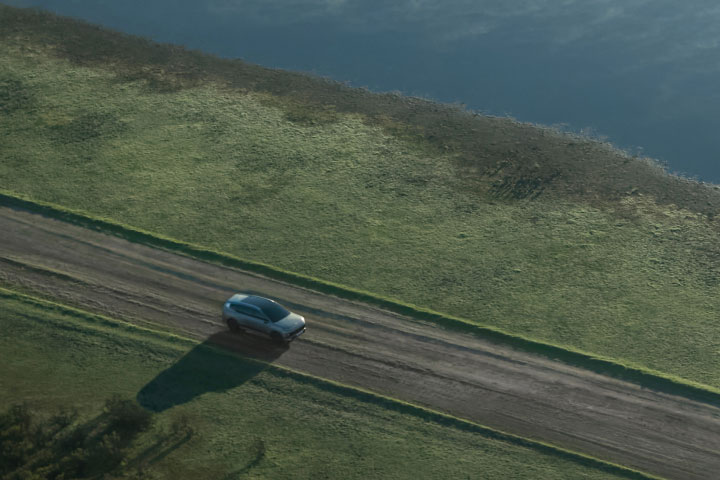 Drone view driving shot of IONIQ 9