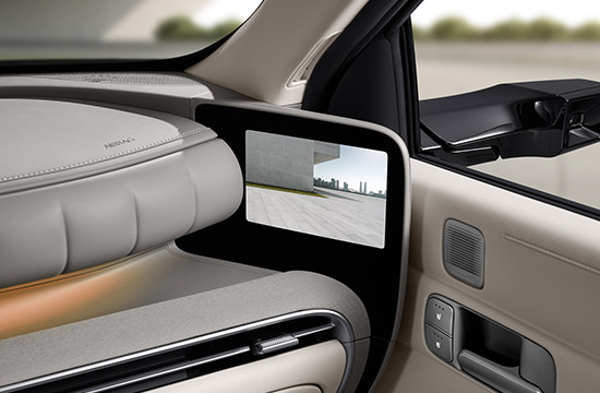 A detailed view of the digital side mirror
