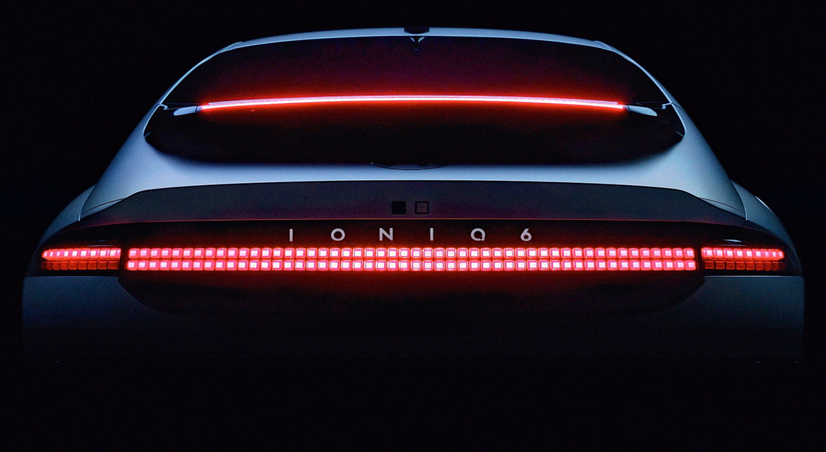 Hyundai Parametric Pixels are shown in the tailights of the IONIQ 6