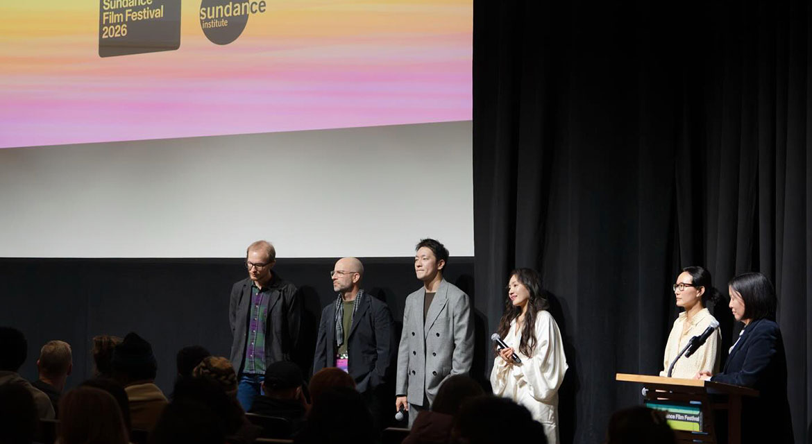 Third from the left: actor Son Sukku, actress Moon Choi, and director Stephanie Ahn.