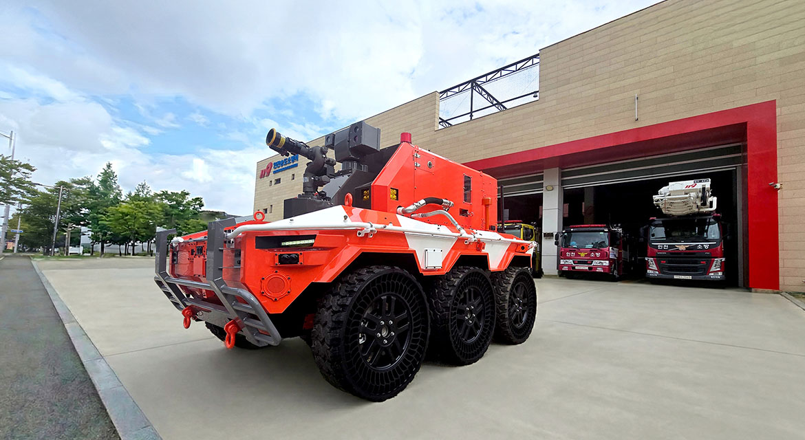 Unmanned Firefighting Robot on standby