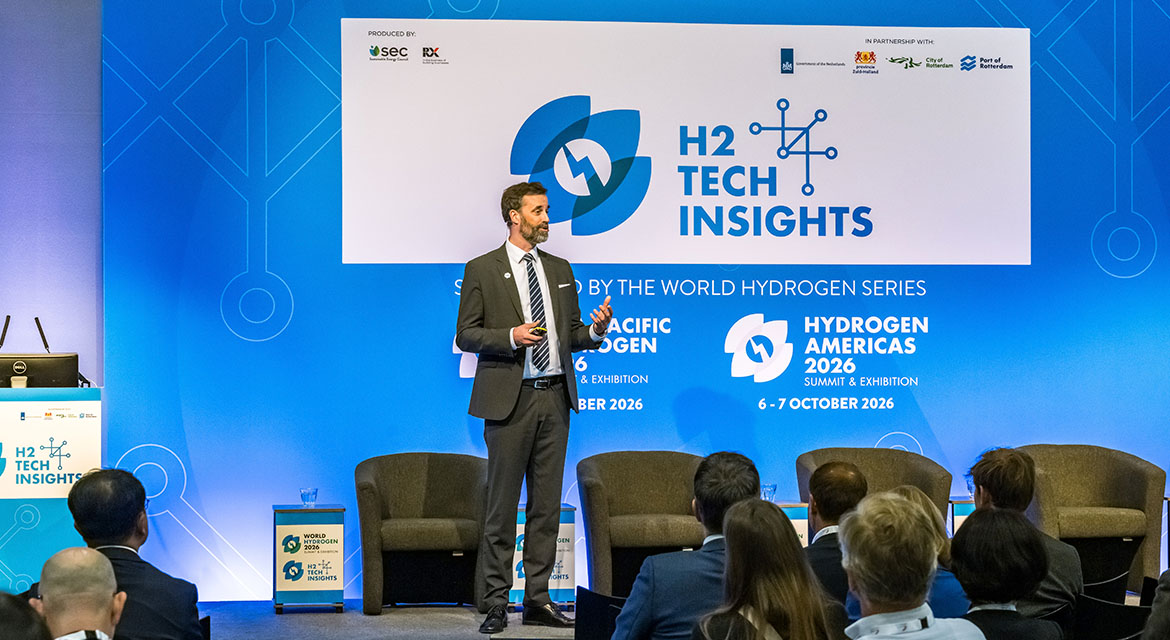 Mark Freymüller, CEO of Hyundai Energy & Hydrogen Europe, on the H2 Tech Insights Stage at the World Hydrogen Summit 2026