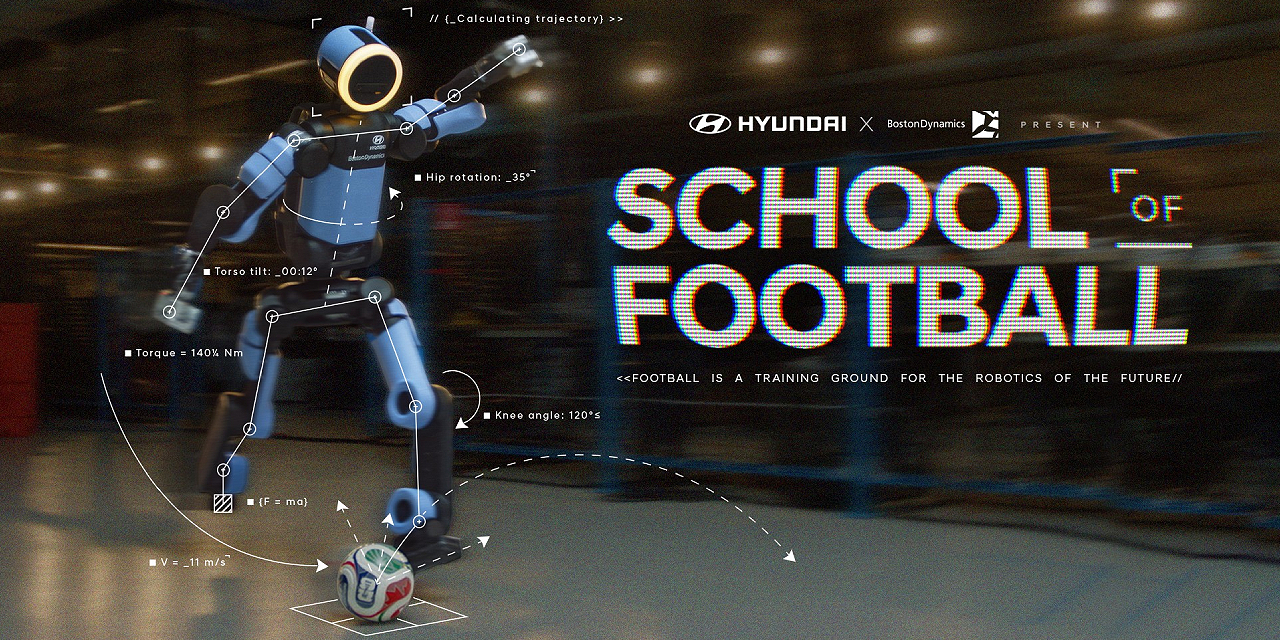 Description: In a new video from Hyundai Motor, Boston Dynamics humanoid robot Atlas flawlessly executes a series of complex football (soccer) drills. 