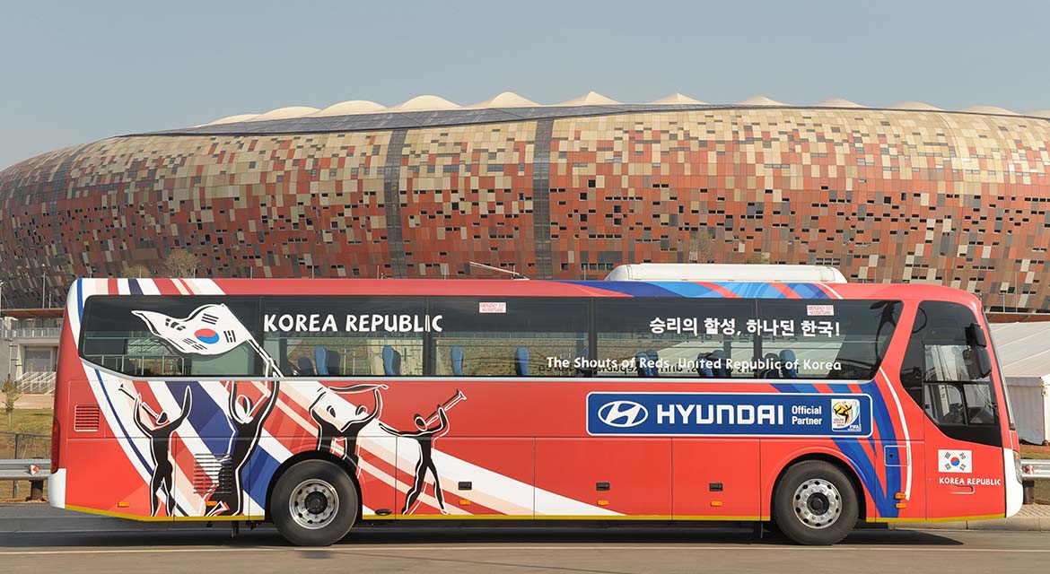 The Official National Team Bus provided to the Korea Republic national team during the 2010 FIFA World Cup South Africa™.
